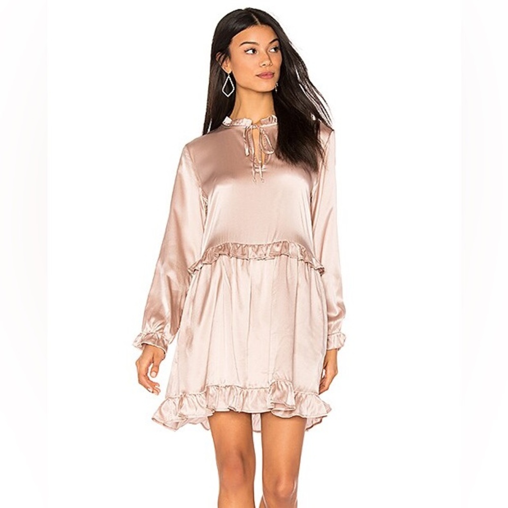 Anine Bing Frill Silk Dress in Rose Pink
